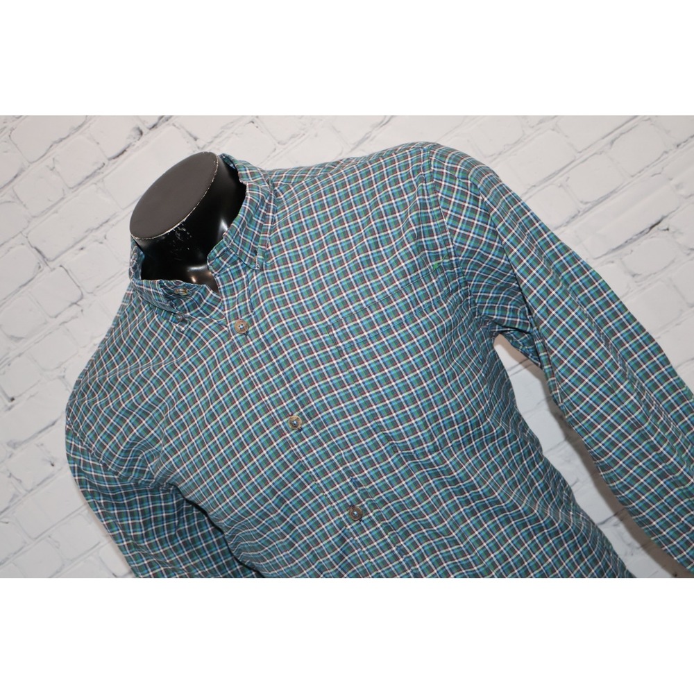 Mountain Khakis Button Down Mens XL Blue Green Plaid Classic Cotton Polyester